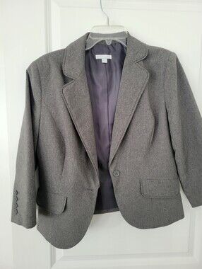 New York & Company Grey Women's Single-Button Blazer